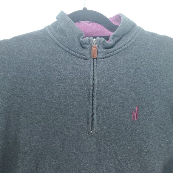 M Johnnie-O Sully Grey Pullover 1/4 Zip Sweater Purple Logo Accent Men's - Picture 4 of 7